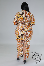 Shadora Mable Print High Neck Bodycon Dress