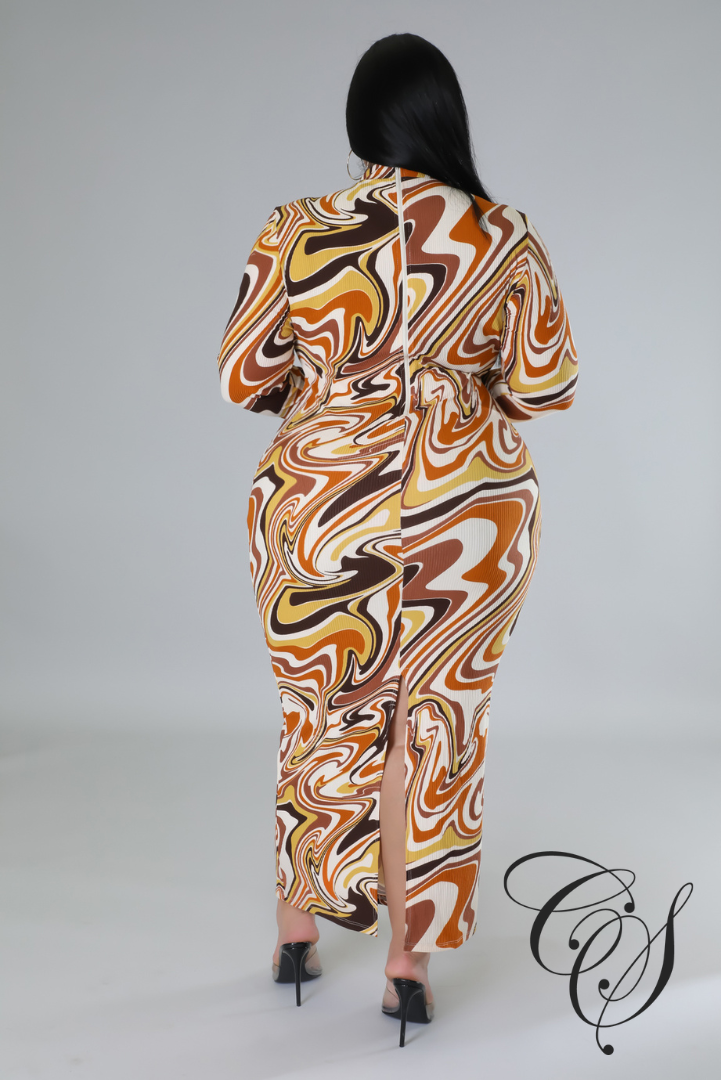 Shadora Mable Print High Neck Bodycon Dress