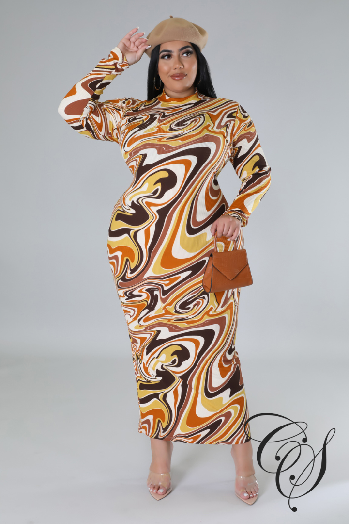 Shadora Mable Print High Neck Bodycon Dress