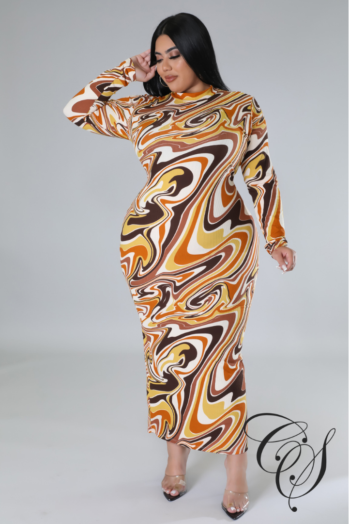 Shadora Mable Print High Neck Bodycon Dress