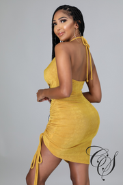 Sherri Strappy Cowl Neck Ruched Skirt Dress