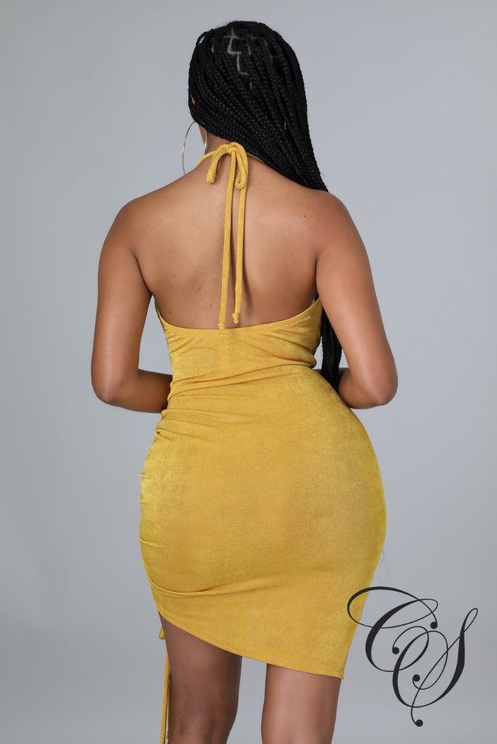 Sherri Strappy Cowl Neck Ruched Skirt Dress