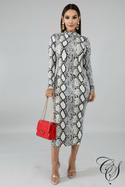 Skylar Monochrome Snakeskin Dress, Dresses - Designs By Cece Symoné