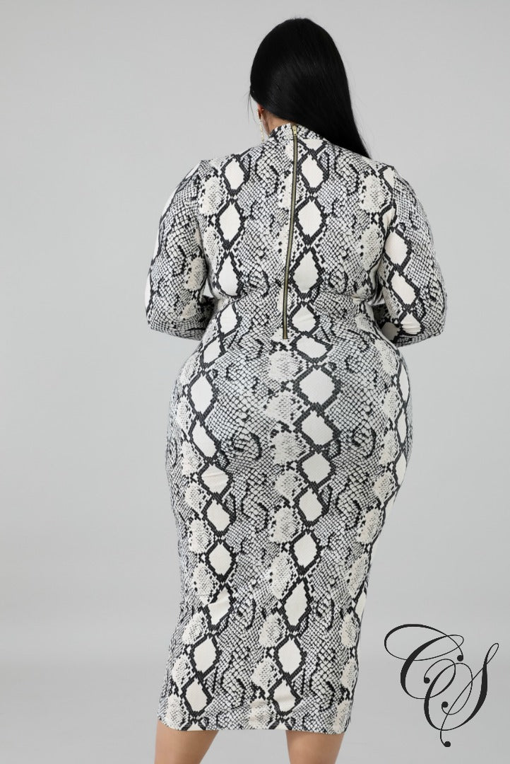 Skylar Monochrome Snakeskin Dress, Dresses - Designs By Cece Symoné