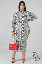 Skylar Monochrome Snakeskin Dress, Dresses - Designs By Cece Symoné