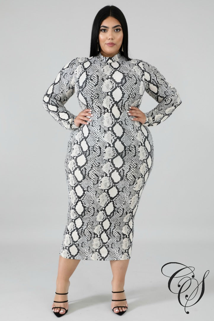 Skylar Monochrome Snakeskin Dress – Designs By Cece Symoné
