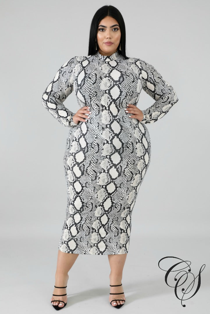 Skylar Monochrome Snakeskin Dress, Dresses - Designs By Cece Symoné