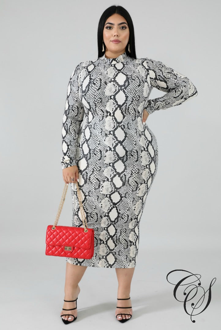 Skylar Monochrome Snakeskin Dress, Dresses - Designs By Cece Symoné