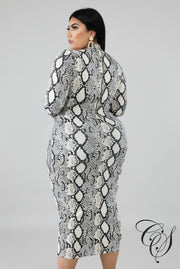 Skylar Monochrome Snakeskin Dress, Dresses - Designs By Cece Symoné