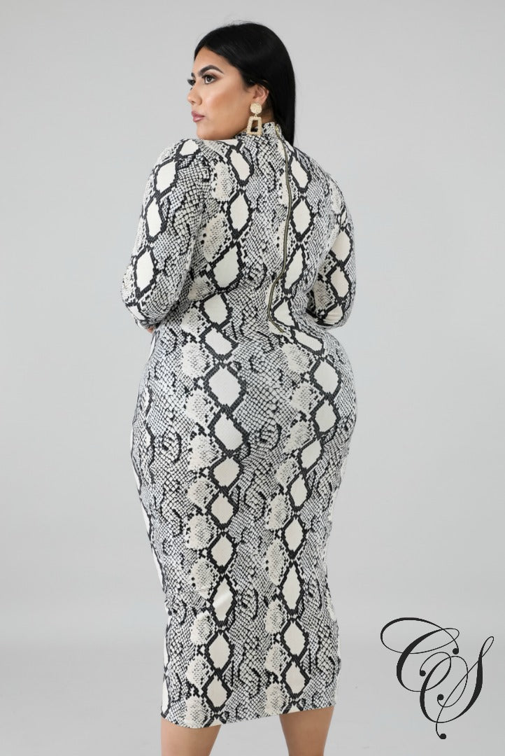 Skylar Monochrome Snakeskin Dress, Dresses - Designs By Cece Symoné