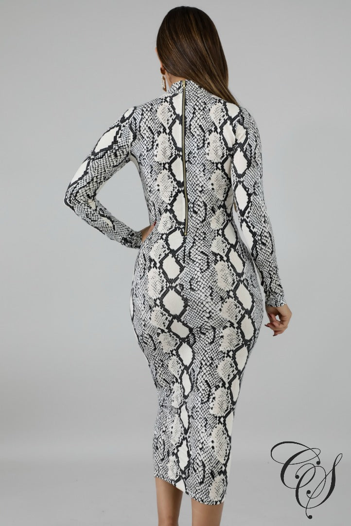 Skylar Monochrome Snakeskin Dress, Dresses - Designs By Cece Symoné