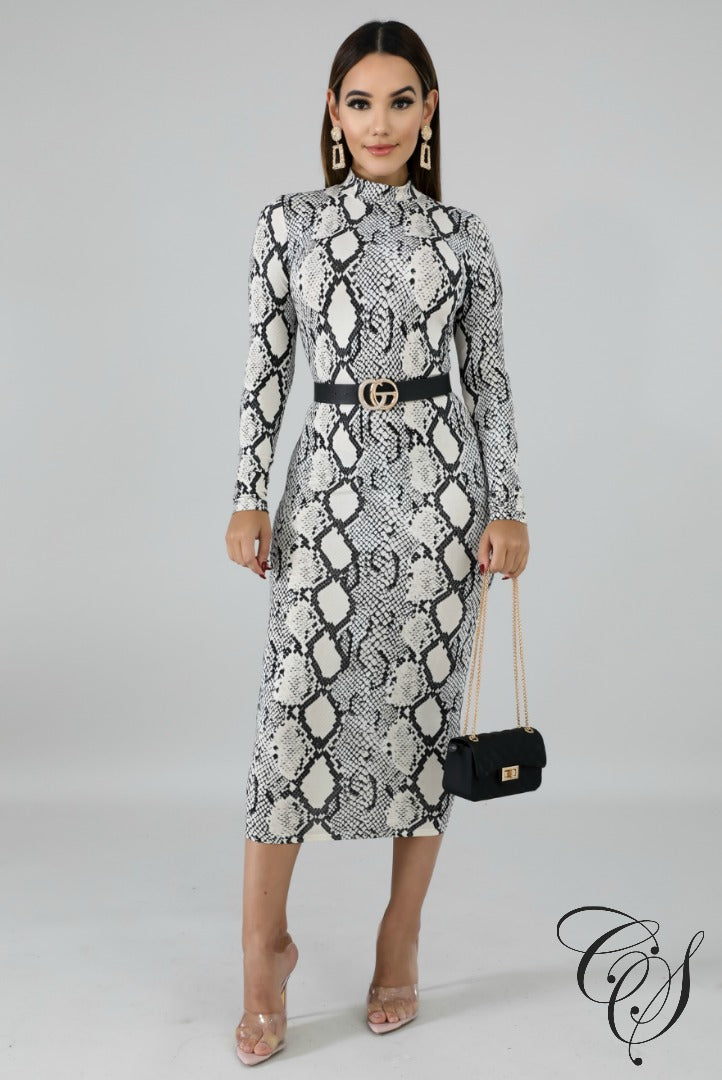 Skylar Monochrome Snakeskin Dress, Dresses - Designs By Cece Symoné