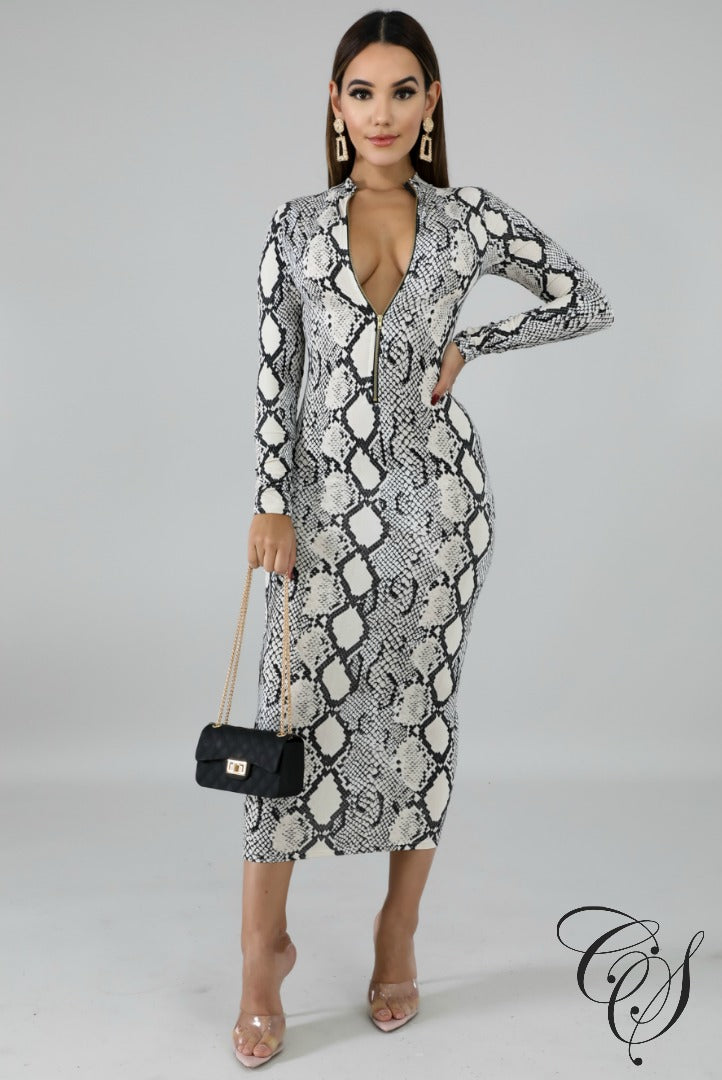 Skylar Monochrome Snakeskin Dress, Dresses - Designs By Cece Symoné