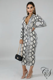 Skylar Monochrome Snakeskin Dress, Dresses - Designs By Cece Symoné
