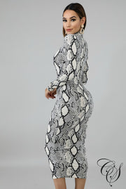 Skylar Monochrome Snakeskin Dress, Dresses - Designs By Cece Symoné