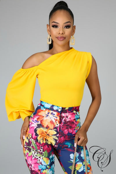 Tammi One Shoulder Puff Sleeve Top, Top - Designs By Cece Symoné