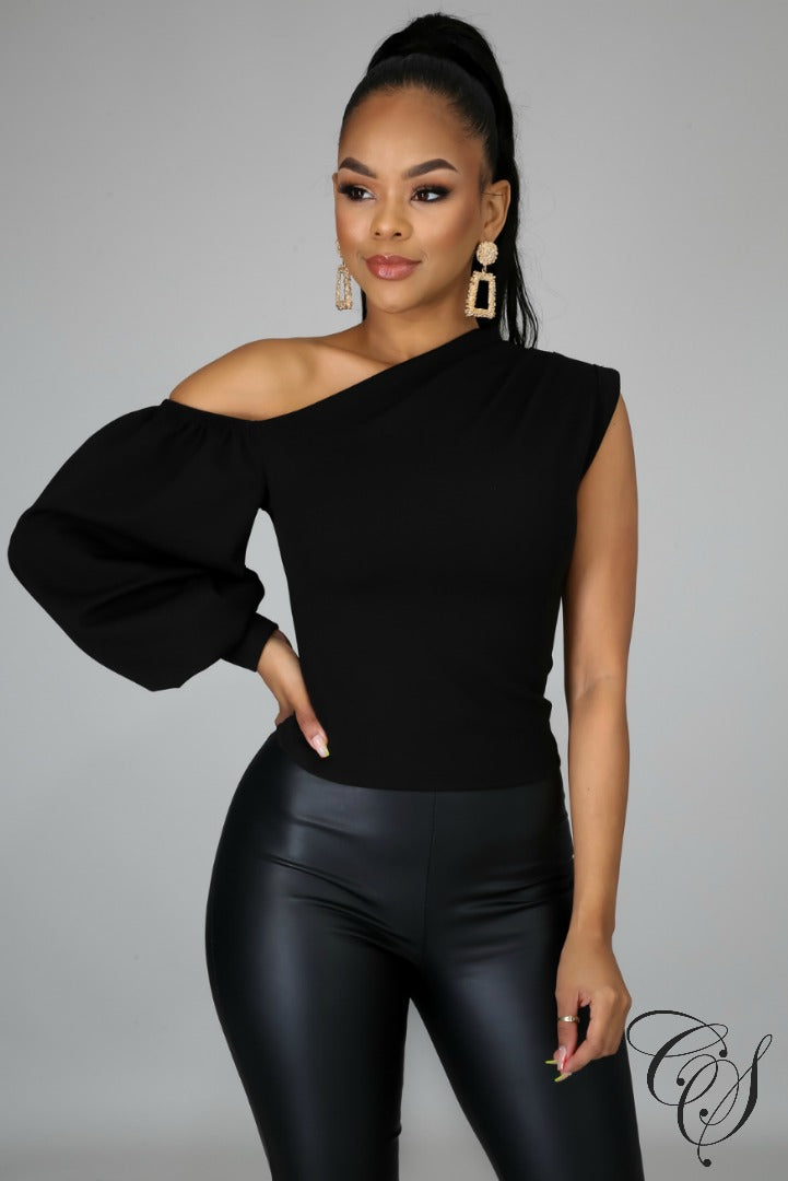 Tammi One Shoulder Puff Sleeve Top, Top - Designs By Cece Symoné