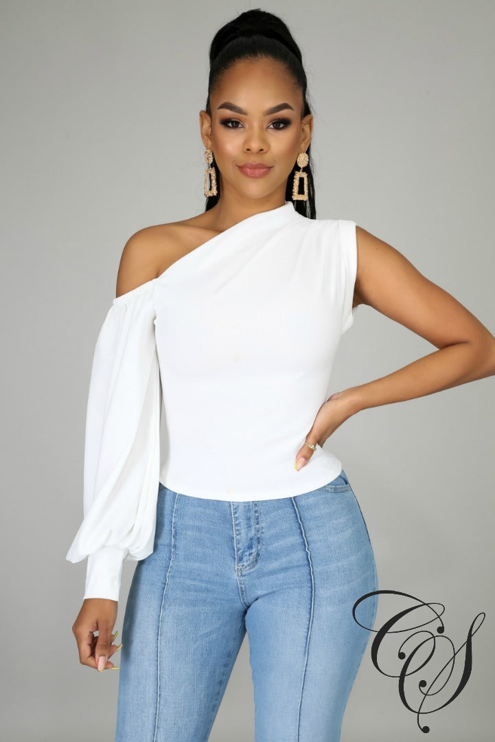 Tammi One Shoulder Puff Sleeve Top, Top - Designs By Cece Symoné