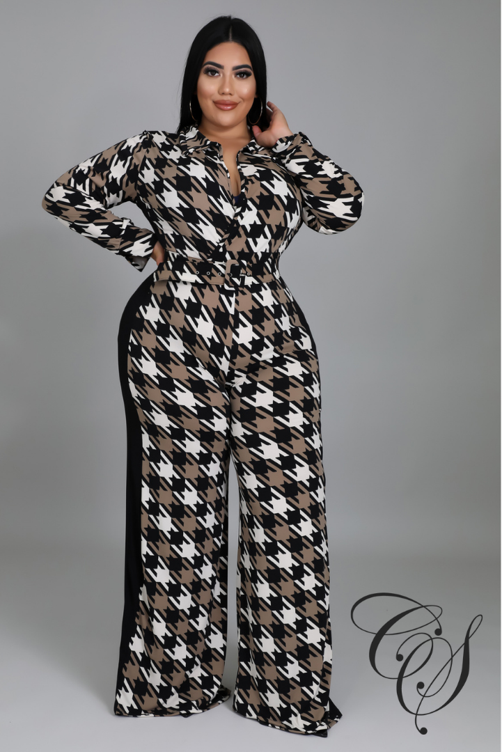 Tayla Hounds Tooth Jumpsuit