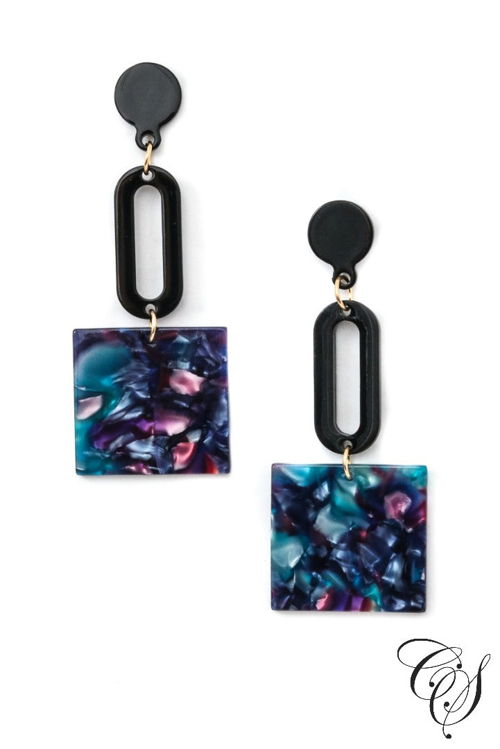 Tiered Acetate Square Drop Earrings, earrings - Designs By Cece Symoné