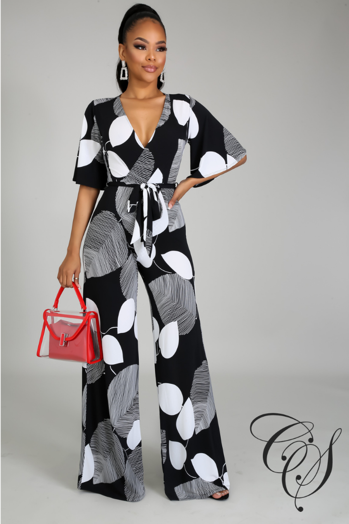 Toni Monochrome Surplice Jumpsuit