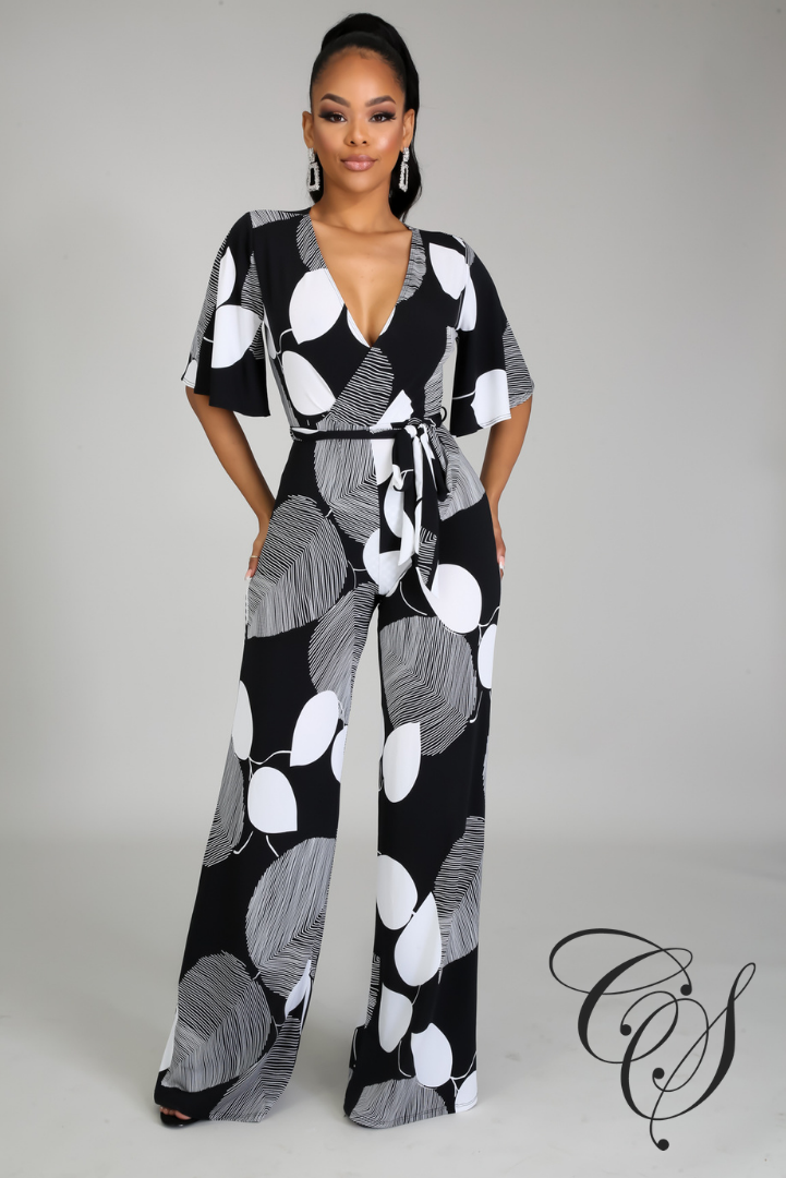 Toni Monochrome Surplice Jumpsuit