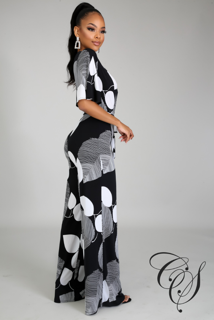 Toni Monochrome Surplice Jumpsuit