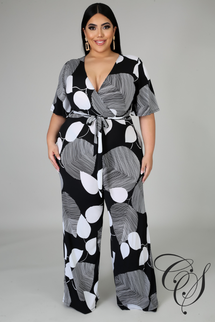 Toni Monochrome Surplice Jumpsuit