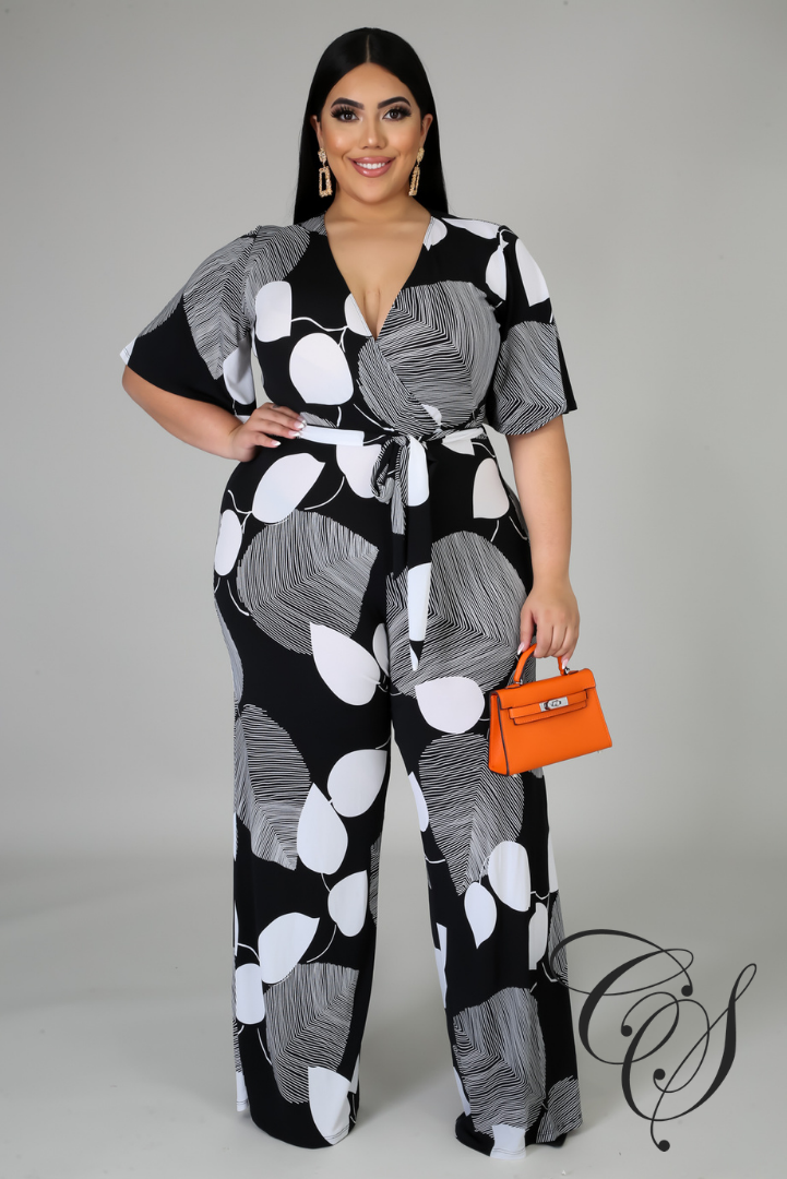 Toni Monochrome Surplice Jumpsuit