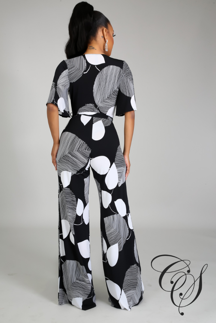Toni Monochrome Surplice Jumpsuit