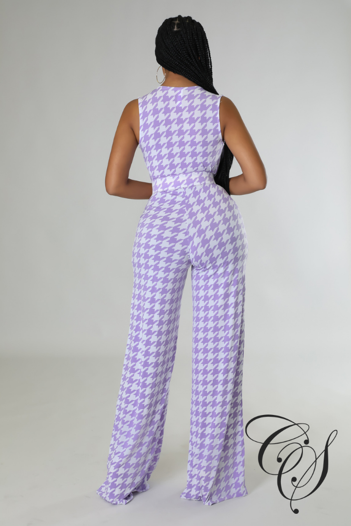 Tyonna Lilac Houndstooth Jumpsuit