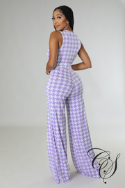 Tyonna Lilac Houndstooth Jumpsuit