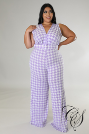 Tyonna Lilac Houndstooth Jumpsuit