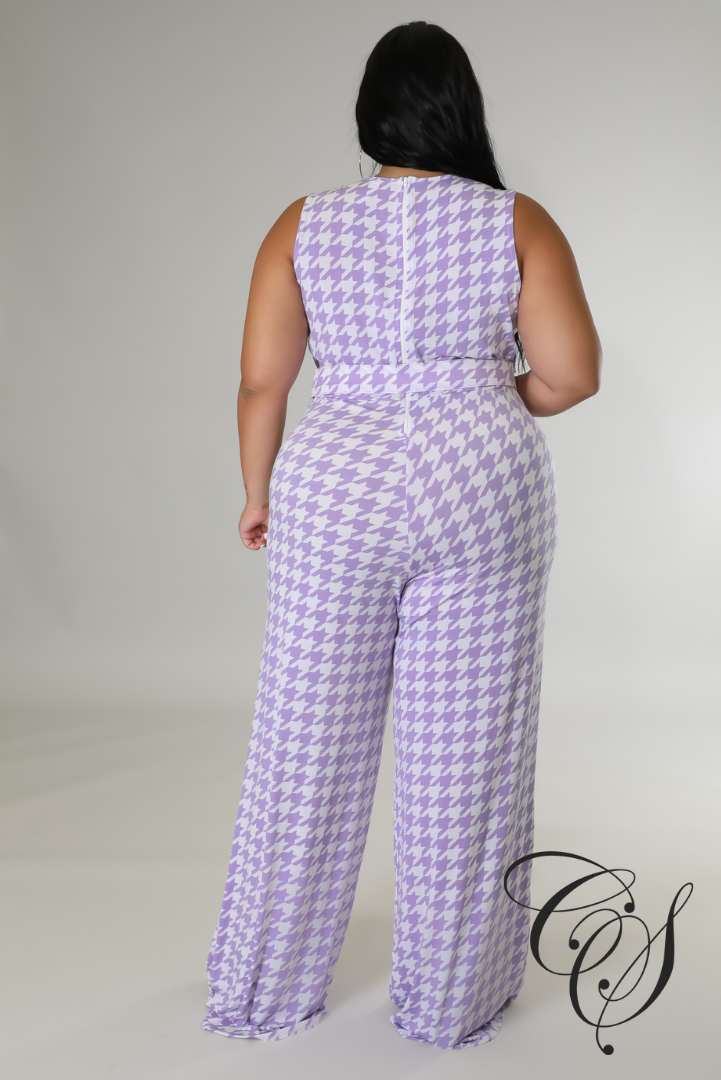 Tyonna Lilac Houndstooth Jumpsuit