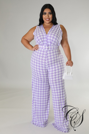 Tyonna Lilac Houndstooth Jumpsuit