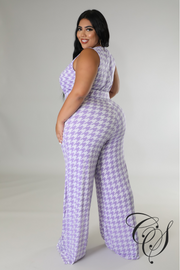 Tyonna Lilac Houndstooth Jumpsuit