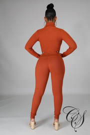 Sachi Knit Turtle Crop Top Pant Set