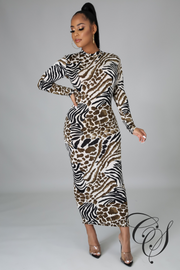Bristol Animal Print Mock Neck Bodycon Dress