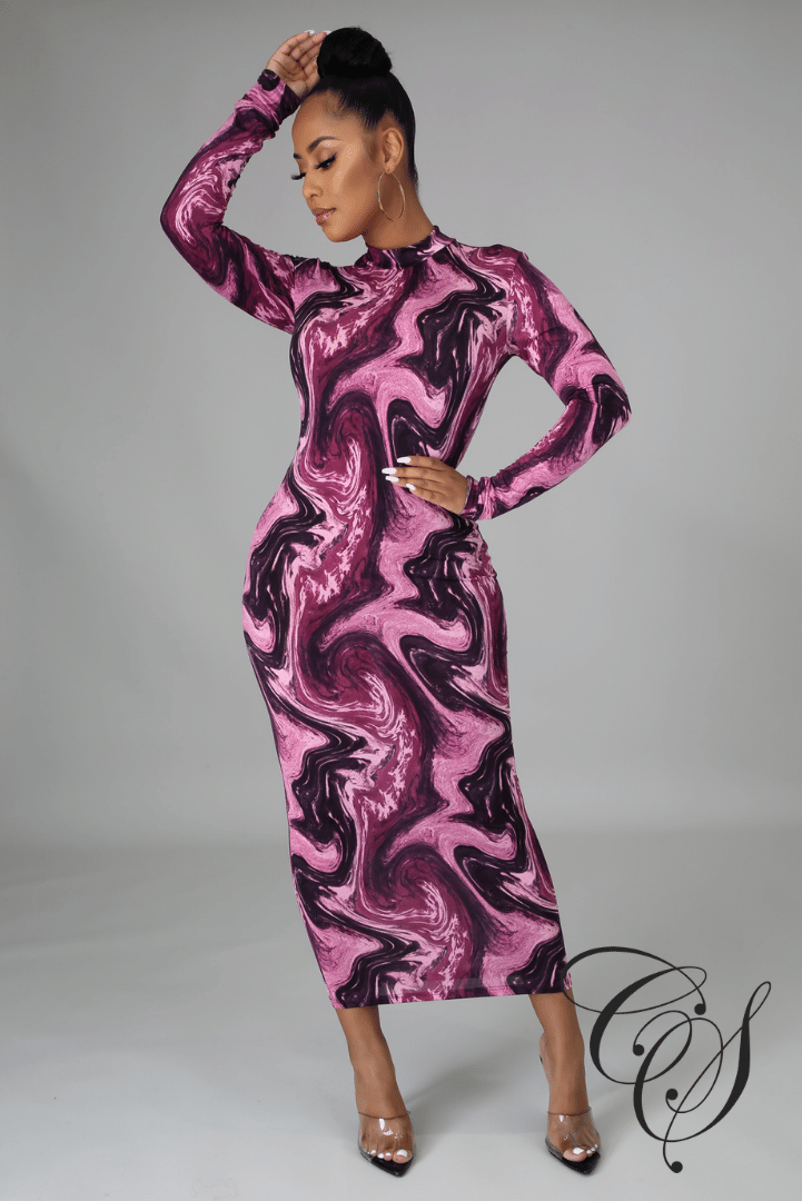 Naya Marble Print Bodycon Dress
