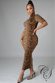 Jayde Mock Neck Leopard Dress