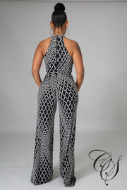 Wendy Black and White Sleeveless Jumpsuit