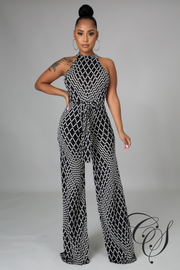 Wendy Black and White Sleeveless Jumpsuit