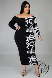 Ava Monochrome Abstract Maxi Dress