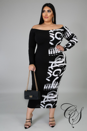 Ava Monochrome Abstract Maxi Dress