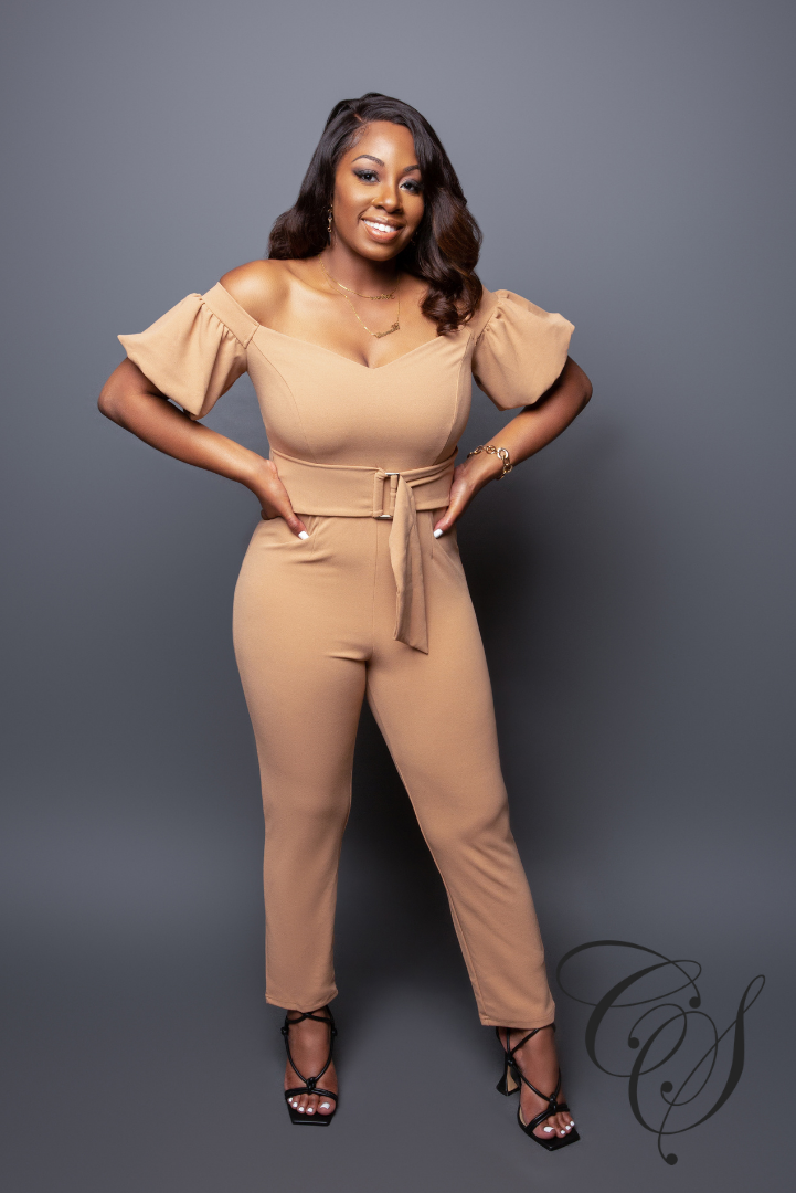 Christine Short Puff Sleeves Jumpsuit