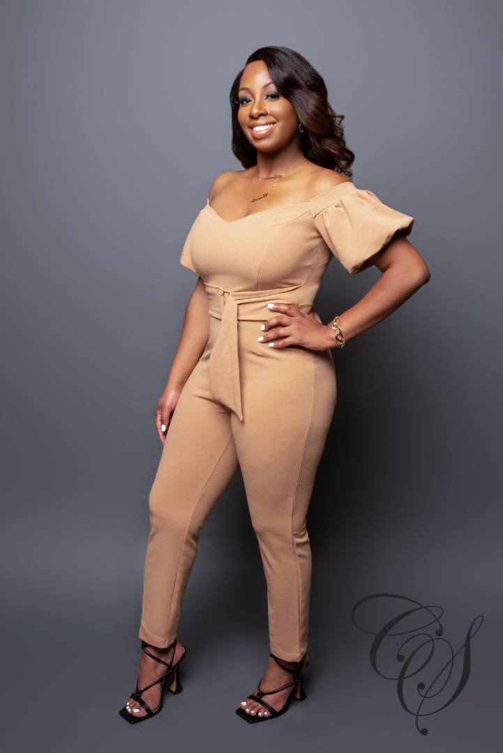 Christine Short Puff Sleeves Jumpsuit