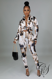 Vanna Abstract Print Legging Set