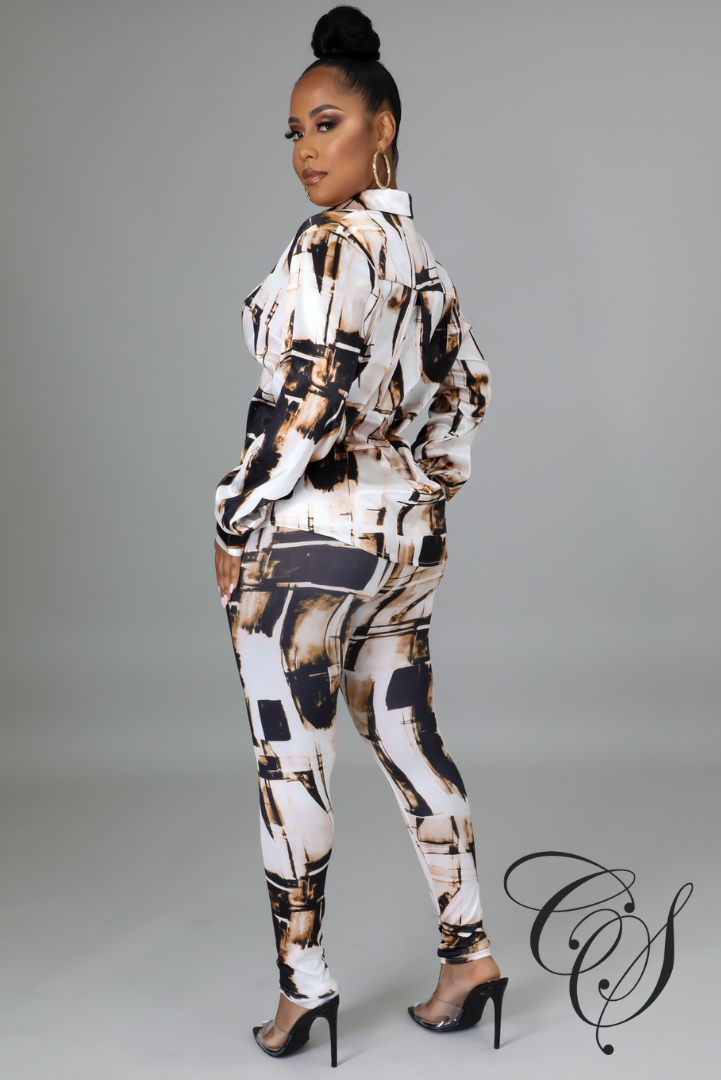 Vanna Abstract Print Legging Set