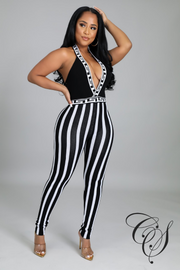 Whitney Monochrome Halter Jumpsuit