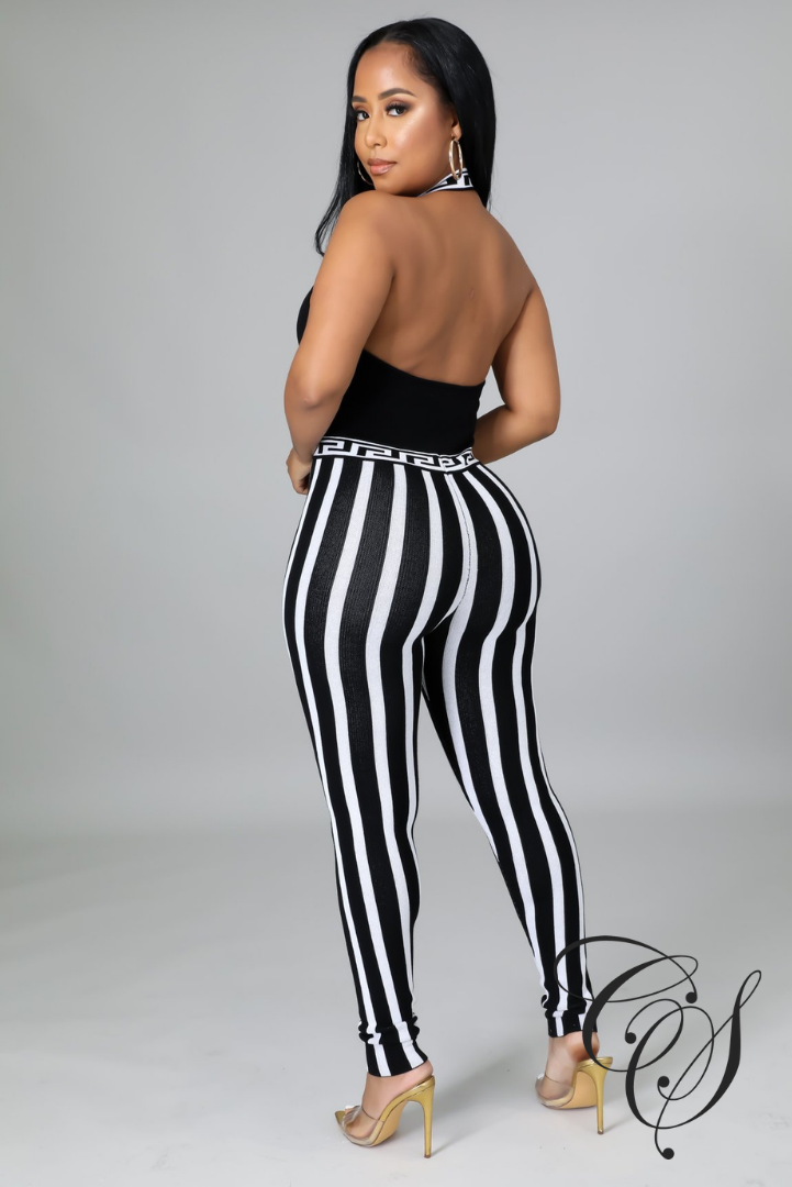Whitney Monochrome Halter Jumpsuit